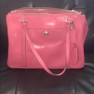 Large pink coach shoulder bag